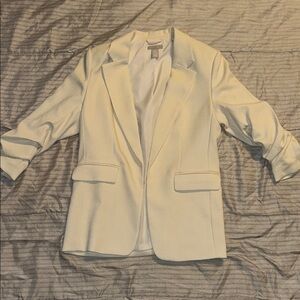 H&M Cream Blazer Jacket - Open Front Notched Lapel